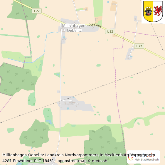 Millienhagen-Oebelitz Kleines Dorf Lageplan